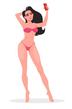 Bikinili kız selfie çekiyor. Stok vektör illüstrasyonu