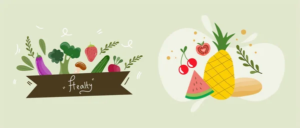 Día Vegano Ilustración Vector Alimentos Para Vegetariano Evento Alimentos Saludables — Archivo Imágenes Vectoriales