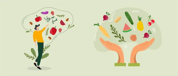 Vegan Ημέρα Εικονογράφηση Τροφίμων Διάνυσμα Για Χορτοφάγους Υγιή Εκδήλωση Τροφίμων — Διανυσματικό Αρχείο