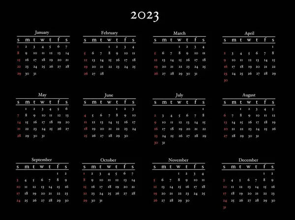 2023 Takvim Vektörü Için Yeni Yıl 2023 Takvim Tasarımı — Stok Vektör