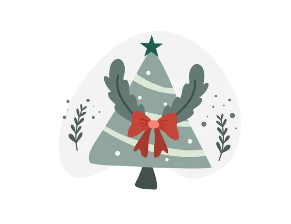 Natal Decorativo Com Engraçado Papai Noel Árvore Caixas Presente Muitos — Vetor de Stock