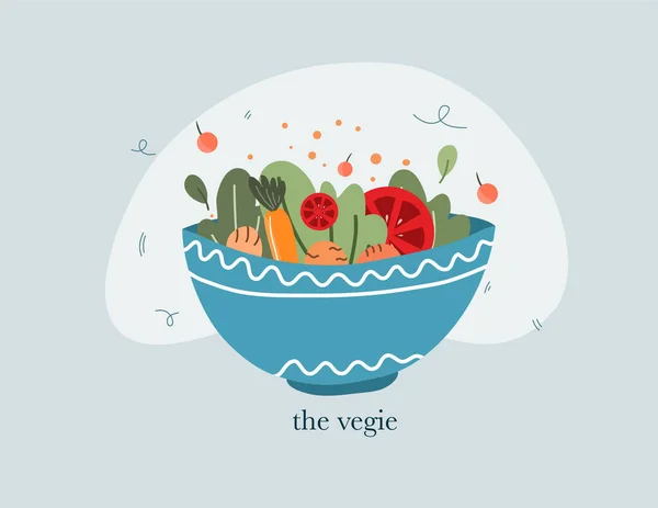 Veganer Tag Illustration Nahrungsmittelvektor Für Vegetarisch Gesunde Ernährung Veranstaltung — Stockvektor