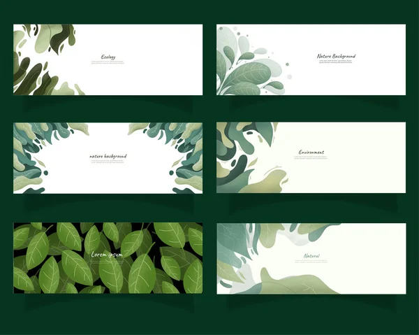 Leaves Bakground Design Vector Ecology Set Bundle Nature Leaves Background — Stock Vector