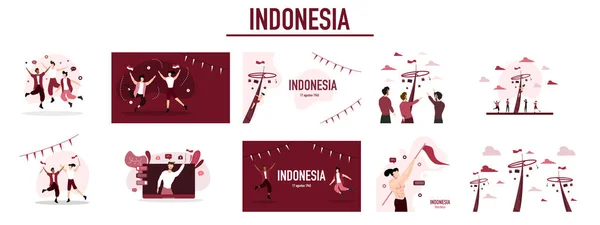 Indonésia Independência Dia Projeto Vetorial Para Indonésia Merdeka —  Vetores de Stock