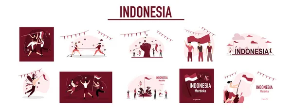 Indonesia Independence Day Vector Design Indonesia Merdeka — Διανυσματικό Αρχείο