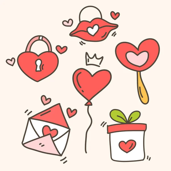 Ilustración Del Día San Valentín Con Ilustración Estilo Doodle Para — Archivo Imágenes Vectoriales