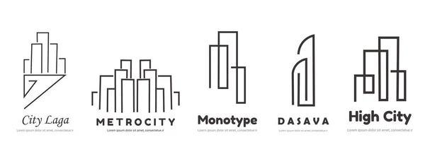 Edifícios Logotipo Marca Para Arquitetura Empresa Logotipo Marca Definido —  Vetores de Stock