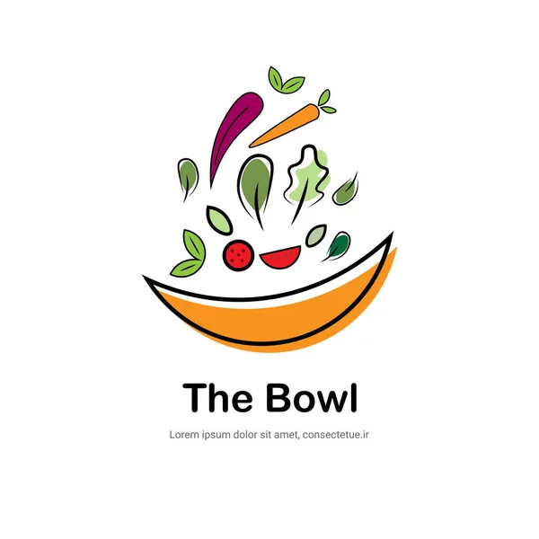 Gesunde Lebensmittel Salat Logo Markendesign Für Vegane Und Helathy Restaurant — Stockvektor