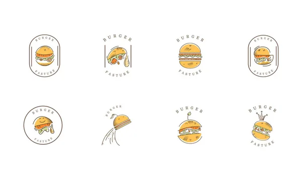 Бургери Швидкого Харчування Вектор Дизайну Логотипу Бренду — стоковий вектор