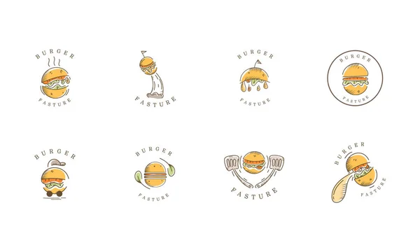 Burger Fast Food Logo Marque Design Vecteur — Image vectorielle