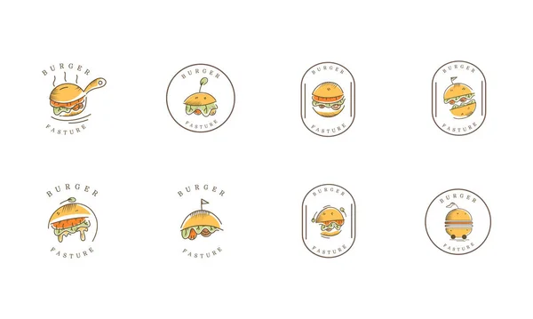 Burger Fast Food Logo Značka Design Vektor — Stockový vektor