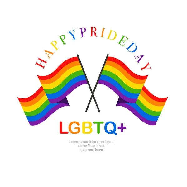 Happy LbtのベクターLgbtバナーPride日ベクトル プライド月間だ 虹のブレスレットとレインボーハートと勝利の手 Lgbtqの旗 — ストックベクタ