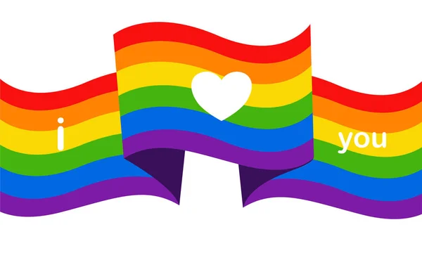 Happy LbtのベクターLgbtバナーPride日ベクトル プライド月間だ 虹のブレスレットとレインボーハートと勝利の手 Lgbtqの旗 — ストックベクタ