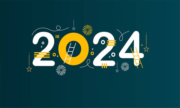 Feliz Año Nuevo 2024 Celebración Vector Fondo Vacaciones — Vector de stock