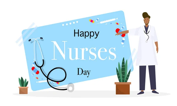 Счастливый День Врача Медсестер Медицинской Иллюстрацией Лицензионные Стоковые Иллюстрации