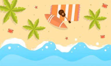 summer illustration vector day for summer time background and summer vibes, tropical beach background	 clipart