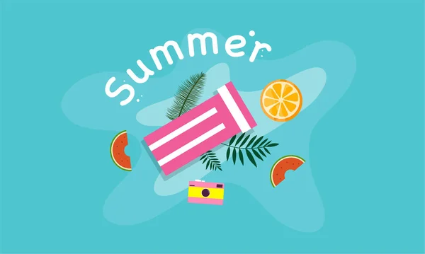 Summer Illustration Vector Day Summer Time Background Summer Vibes Tropical — Stock Vector