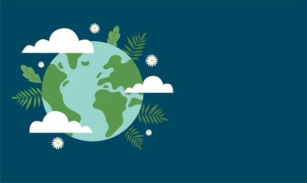 Dunia Hari Lingkungan Dengan Hijau Bumi Konsep Vektor Ilustrasi - Stok Vektor