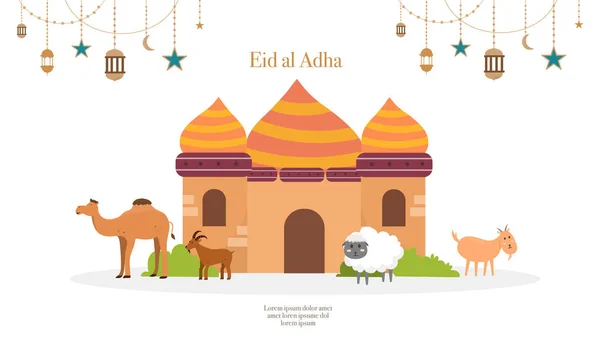 Fundo Vetorial Para Celebração Eid Adha — Vetor de Stock