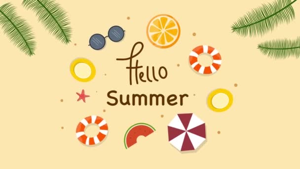 Sommer Illustration Motion Video Für Sommerzeit Hintergrund Und Sommer Vibes — Stockvideo