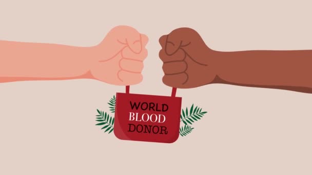 World Blood Donor Day Illustration Motion Video Blood Donor Day — Stock Video