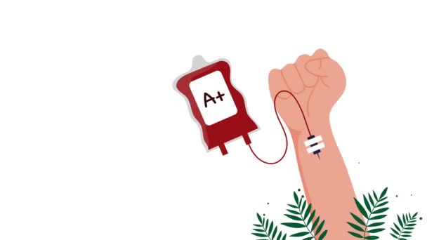 Wereld Bloed Donor Dag Illustratie Beweging Video Voor Bloed Donor — Stockvideo