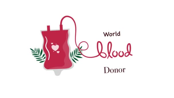Día Mundial Del Donante Sangre Ilustración Vídeo Movimiento Para Evento — Vídeo de stock