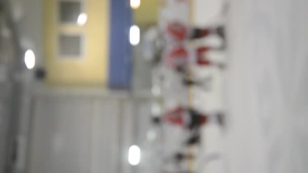 Нечіткий Фон Команди Хокеїстів Грають Хокей Хлопці Грають Хокей Ковзанці — стокове відео
