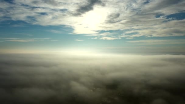 Movement Clouds Brightly Shining Sun Sky View Clouds Flight Fog — Stock Video