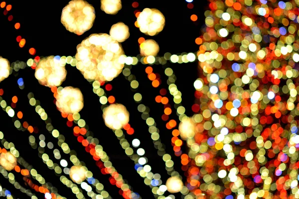 Rozmazané Pozadí Krásné Světélkující Blikající Nový Rok Vánoční Ozdoby Věnce — Stock fotografie