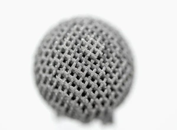 stock image The surface of object printed on 3D printer for metal macro. Close-up view of model printed from metal powder on 3D printer. New modern accurate additive technologies. Modeling 3D printing technology