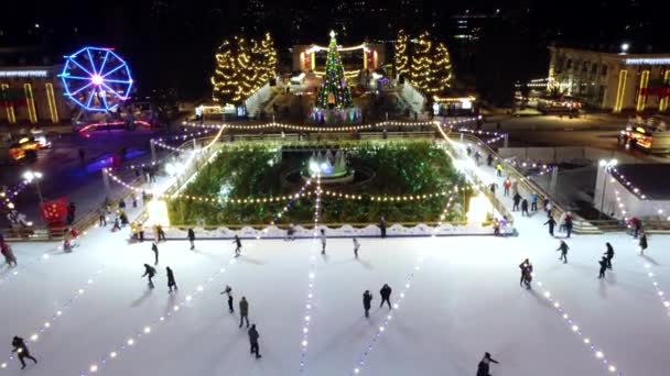 Kyiv Ukrayna Ocak 2022 Nsanlar Açık Havada Güzel Buz Pateni — Stok video
