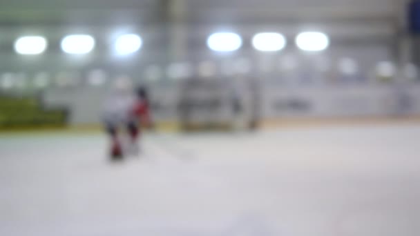 Blurred Background Teams Hockey Players Playing Hockey Teenage Boys Play — Stock Video