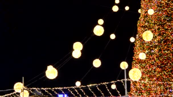 Bel Arbre Noël Arbre Nouvel Décoré Guirlandes Lumières Clignotantes Multicolores — Video
