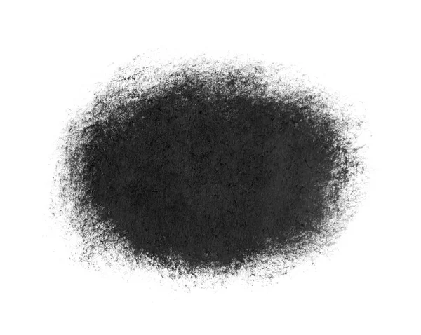 黑色丙烯酸漆刷笔划特写 被涂黑的丙烯酸黑斑边缘在白色背景上被隔离 抽象的创作背景 艺术绘画纹理的概念 复制空间 文字空间 — 图库照片