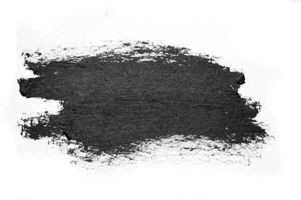 Черная Кисть Мажет Масляные Краски Белой Бумаге Изолированный Белый Фон — стоковое фото