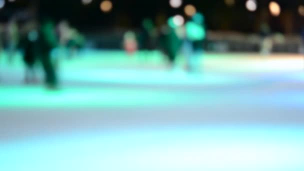 Blurred Abstract Background Many People Skating Open Air Ice Skating — Stock Video