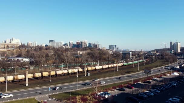 Kyiv Ukraine January 2022 Urban Landscape Freight Train Wagon Passenger — Stok video