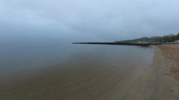 Sandy Beach Calm Sea Calm Sea Cloudy Weather Smooth Waveless — Video