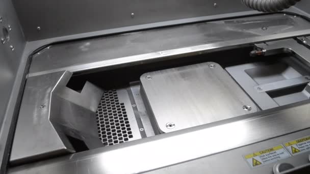 Printer Metal Installed Metal Work Surface Close Large Industrial Printer — Wideo stockowe