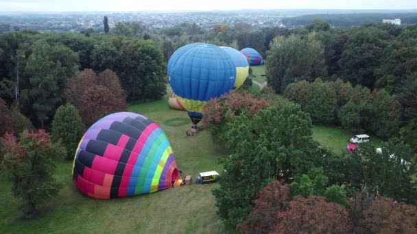 Bila Tserkva Ukraine August 2021 Balloon Festival Inflating Big Balloon — стокове відео