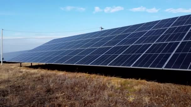 Solar Power Plant Flight Modules Solar Power Station Sunny Day — 图库视频影像