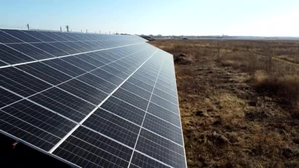 Solar Power Plant Flight Modules Solar Power Station Sunny Day — 图库视频影像