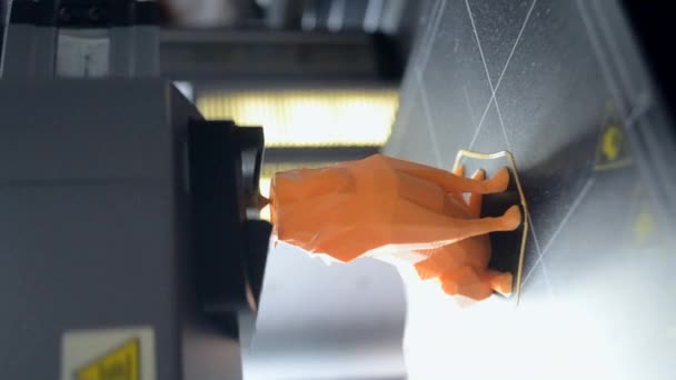 Printer Working Printer Close Printer Printing Object Molten Plastic Printing — Stock Video