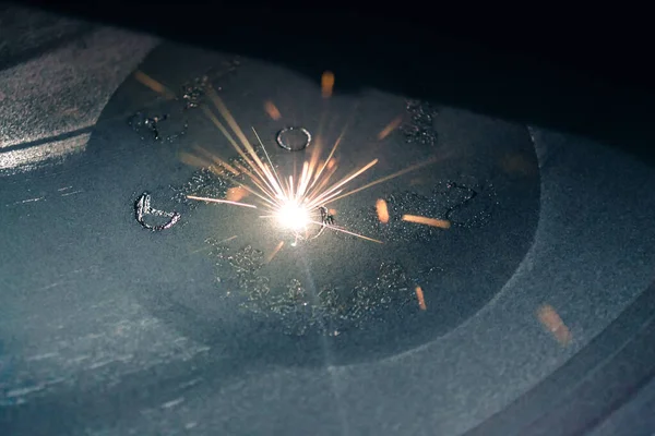 Laserowa Maszyna Spiekania Metalu Metal Jest Spiekany Pod Wpływem Lasera — Zdjęcie stockowe