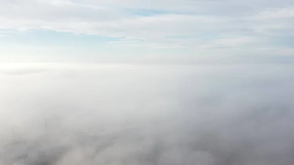 Égi Felhők Köd Légi Drón Kilátás Kék Fehér Felhők Kilátás — Stock Fotó