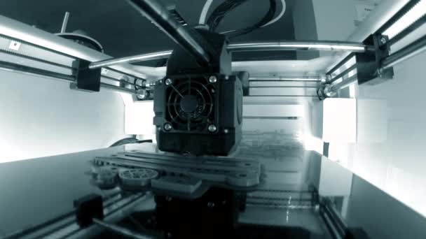 Impressora Trabalhando Impressora Close Impressora Impressão Objeto Plástico Fundido Protótipo — Vídeo de Stock