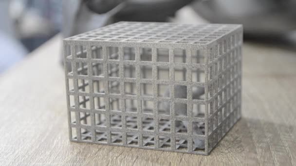 Abstract Kunstvoorwerp Gedrukt Printer Van Polyamide Poeder Driedimensionaal Model Gemaakt — Stockvideo