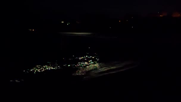 Maanlicht Pad Zee Golven Het Strand Van Zee Kust Kust — Stockvideo