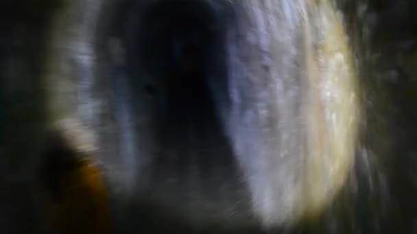 Человек Копатель Идущий Через Темный Туннель Сборщик Дождей Канализационный Туннель — стоковое видео